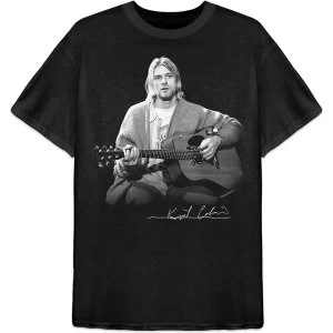 Image of Kurt Cobain - Guitar Live Photo Mens Large T-Shirt - Black