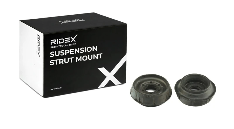 Image of RIDEX 1180S0939 Top strut mount Front axle both sides, without rolling bearing Elastomer Suspension Strut Support Bearing (1180)