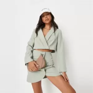 image of Missguided Coord Tailored Cropped Blazer - Green