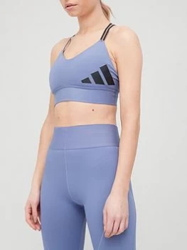 Image of adidas Light Support All Me 3 Bar Logo Bra - Violet, Violet Size M Women