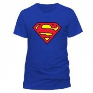 image of DC COMICS Superman Logo T-Shirt, Unisex, Extra Large, Blue