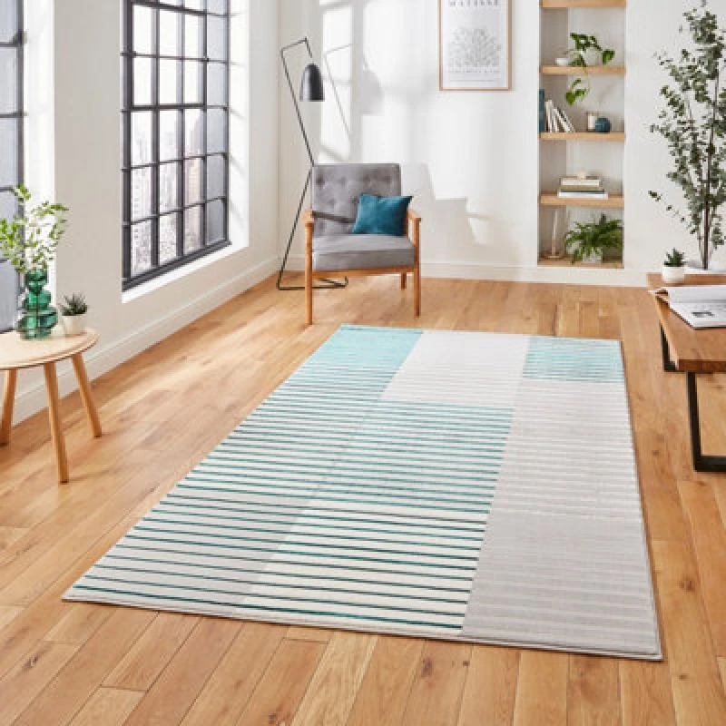 Image of Apollo Abstract Stripe Rug Green