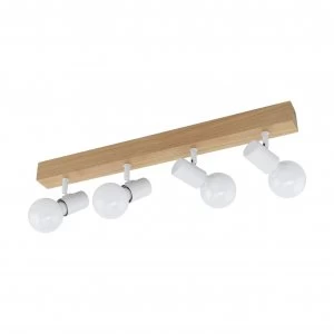 Eglo Townshend 4 Light Spotlight - White and Oak