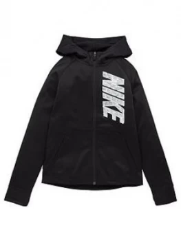 image of Nike Boys Therma Graphic Full Zip Hoodie - Black