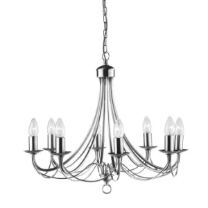 Image of Maypole 8 Light Chandelier Satin Silver Finish, E14