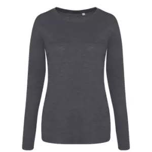Image of AWDis Womens/Ladies Girlie Long Sleeve Tri-Blend T-Shirt (L) (Heather Charcoal)