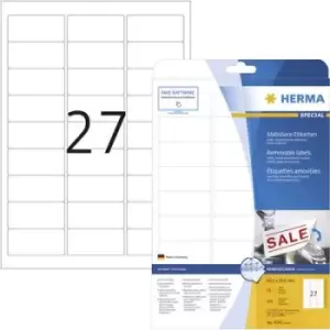 image of Herma 4347 Labels 63.5 x 29.6mm Paper White 675 pc(s) Removable All-purpose labels Inkjet, Laser, Copier 25 Sheet A4