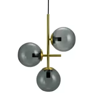 Image of Dyberg Larsen Como Globe Pendant Ceiling Light Smoke, Brass
