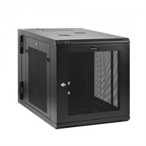 Image of StarTech.com 12U 19" Wall Mount Network Cabinet - 4 Post 24" Deep Hinged Server Room Data Cabinet- Locking Computer Equipment Enclosure w/Shelf - Flex