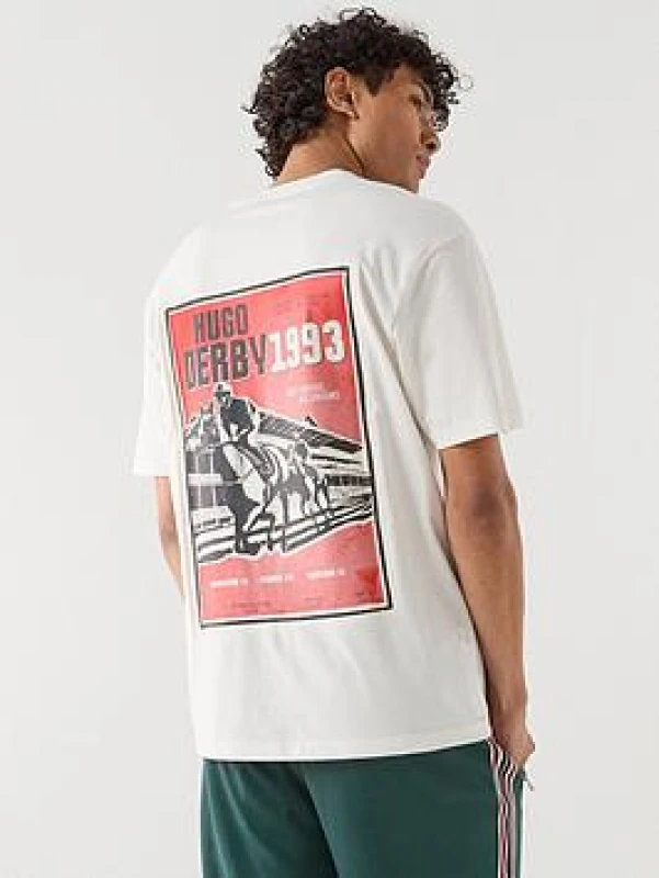 Image of HUGO Derlyns Back Graphic T-Shirt Natural L