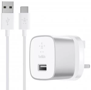 Image of Belkin Wall Charger with USB-A to USB-C Cable - Silver