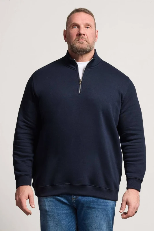 Image of BadRhino Mens Quarter Zip Sweatshirt in Dark Navy Size: XL Dark Navy Male XL