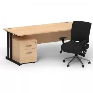Image of Impulse 1600800 Black Cant Desk Maple 2 Dr Mobile Ped & Chiro Med