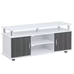 Image of Homcom Entertainment Unit With Raised Shelf 2 Cupboards White With Grey Doors