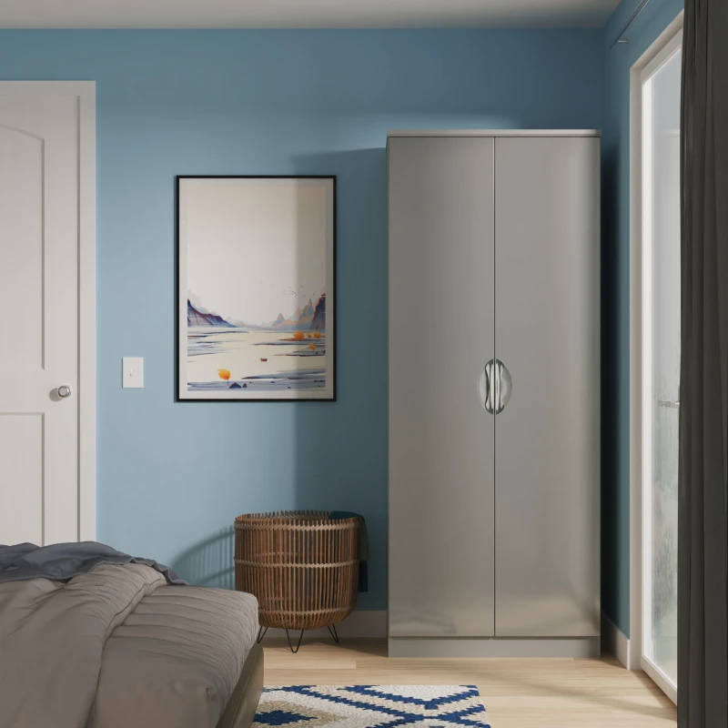 Image of Welcome Furniture Ltd Camden Double Wardrobe in Grey Gloss & Dusk Grey - Ready Assembled, Grey CAM060GGDG