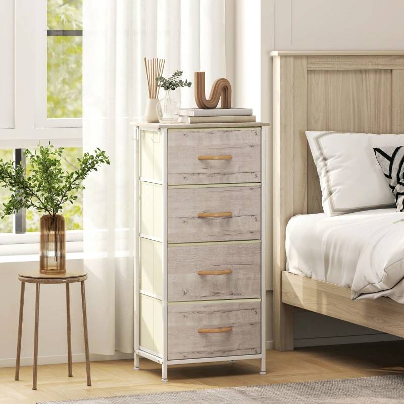 Image of HOMCOM HOMCOM Chest of Drawers with Fabric Drawers Dresser for Bedroom in Natural Size: Medium Natural M Unisex 5063603344242