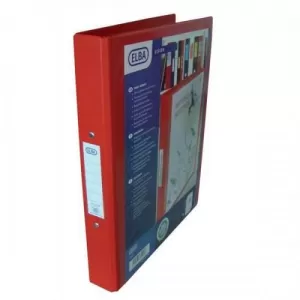 Image of Elba A4 25mm 4 O Ring PVC Ring Binder with Clear Front Pocket Red Pack of 10