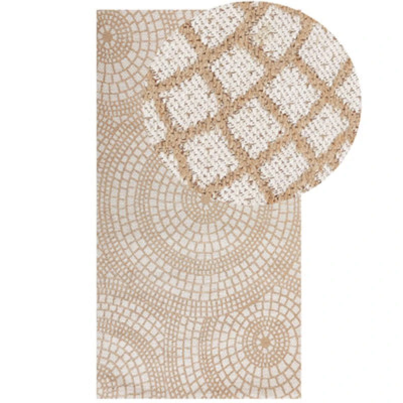 Image of Beliani Rug Ariba White Beige 80 X 150 Cm Jute