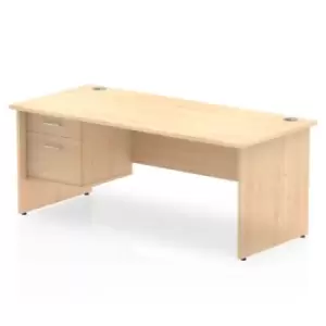 Image of Impulse 1800 Rectangle Panel End Leg Desk MAPLE 1 x 2 Drawer Fixed Ped