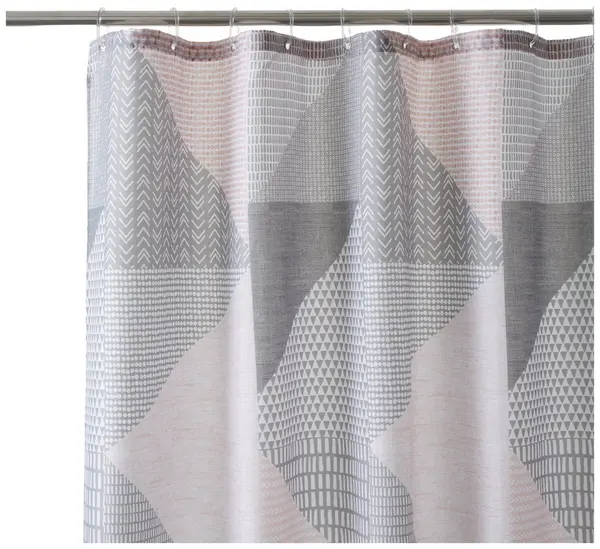 image of Catherine Lansfield Larsson Geo Shower Curtain - Pink