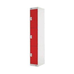 image of Three Compartment Express Standard Locker D300mm Red Door MC00144