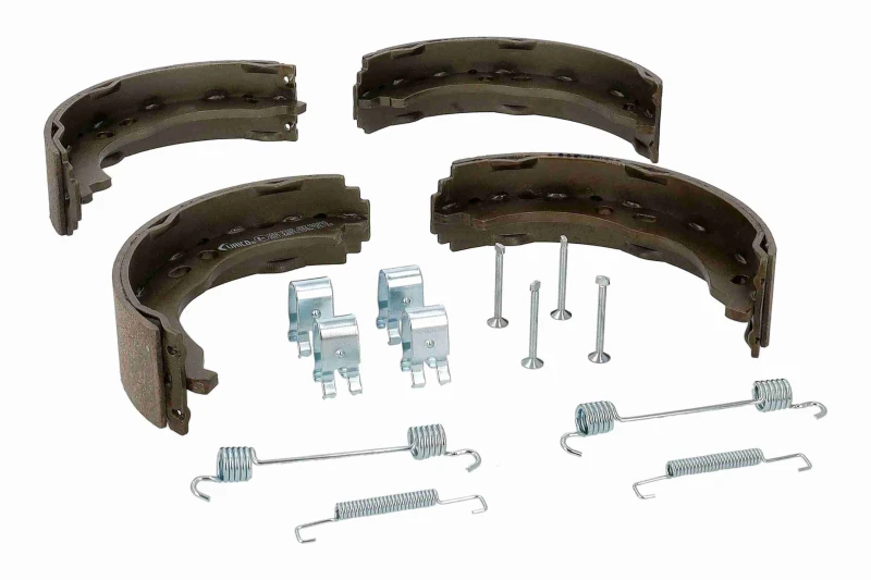 Image of VAICO V22-0060 Handbrake Shoes Q+, original equipment manufacturer quality, Rear Axle, with accessories Brake Shoe Set,parking brake (1419)