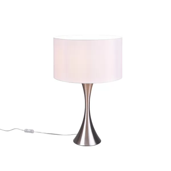 Image of Sabia Modern 40cm Table Lamp with Round Shade Nickel Matt