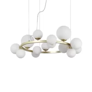 Image of Perlage 14 Light Round Globe Pendant Ceiling Light Brass