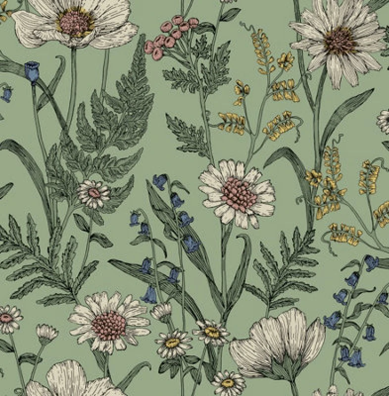 Image of Fine Decor Fine Decor Wild Meadow Sage Wallpaper Fd43337