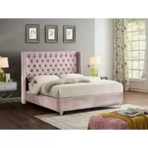 image of Adriana Upholstered Beds - Plush Velvet, Small Double Size Frame, Pink - Pink