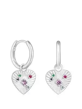Image of Simply Silver Sterling Silver 925 Heart Charm Huggie Hoop Earrings