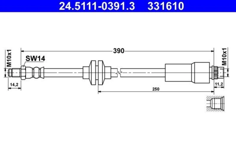 Image of Brake hose ATE 24.5111-0391.3