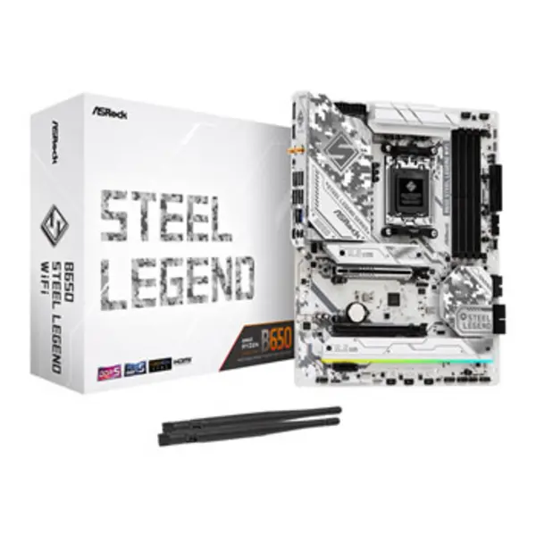 image of ASRock Asrock B650 STEEL LEGEND WIFI AMD B650 AM5 ATX 4 DDR5 HDMI DP WiFi 6E 2.5G LAN PCIe5 RGB 3x M.2 B650 STEEL LEGEND WIFI