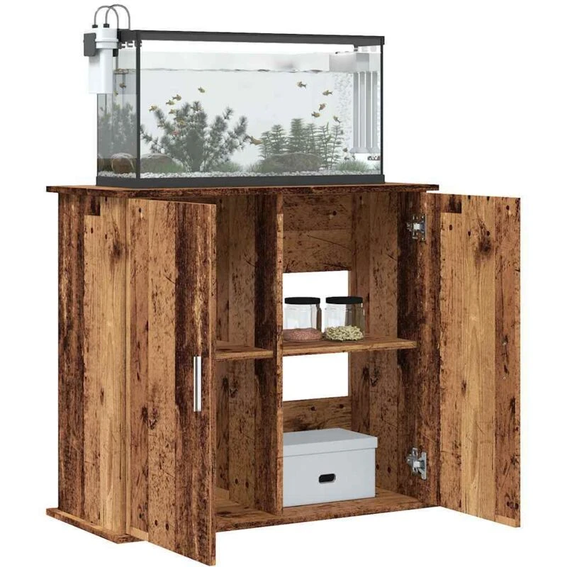 Image of vidaXL Aquarium Stand Old Wood 81x36x73cm Engineered Wood, Brown 857284