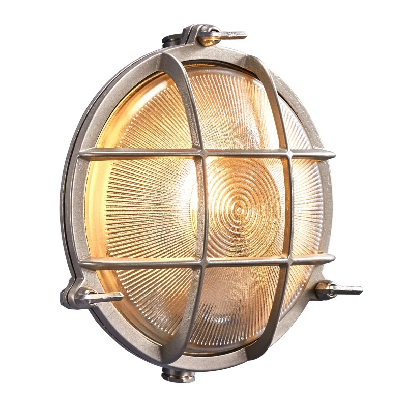Image of Nordlux Polperro Outdoor Wall Light Nickel Brass Garden E27 IP64 Mains in Metallic Silver Metallic Silver Unisex
