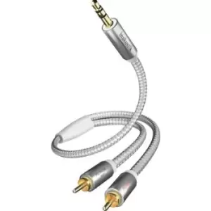 image of Inakustik 00410003 RCA / Jack Audio/phono Cable [2x RCA plug (phono) - 1x Jack plug 3.5 mm] 3m White, Silver gold plated connectors