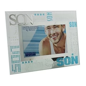 Image of 6" x 4" - Celebrations Mirrored Glass Photo Frame - Son