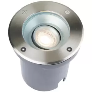 Image of Saxby Pillar Tilt Outdoor Recessed Ground Light Brushed Stainless Steel & Clear Glass IP67