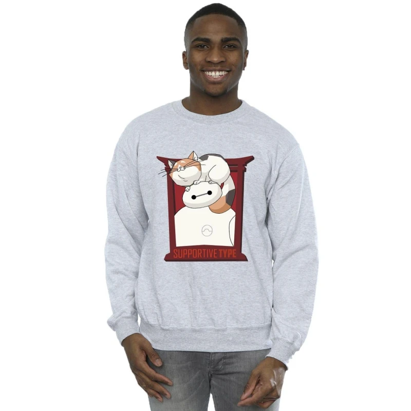 Image of Disney Men Big Hero 6 Baymax Frame Support Sweatshirt in Grey Size: Small Grey S Male 5059934886568