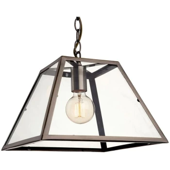 Image of Firstlight - Kew - 1 Light Ceiling Pendant Antique Brass, Clear Glass, E27