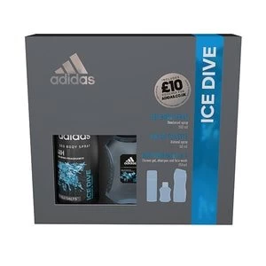 image of Adidas Ice Dive Trio Body Spray, Shower Gel & Eau de Toilette