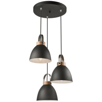 image of Lamkur Lighting - Danielle Steel Cluster Pendant Ceiling Light Graphite, 3x E27