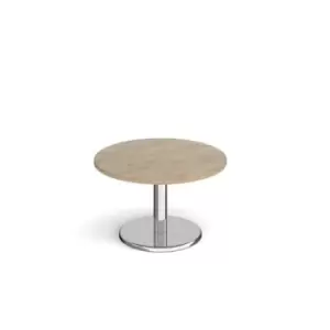 image of Pisa circular coffee table with round chrome base 800mm - barcelona walnut