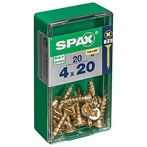 Image of Spax PZ Countersunk Zinc Yellow Screws - 4 x 20mm Pack of 20