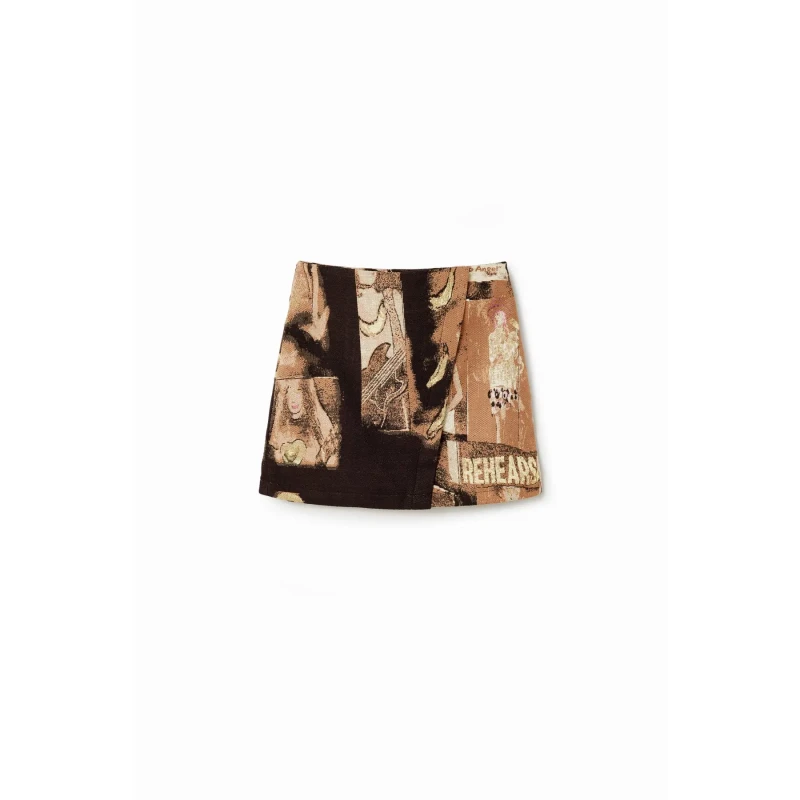 Image of Desigual Womens arty jacquard mini skirt Desigual Noir Female S