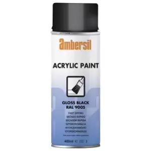 Image of Ambersil 20182-AA Acrylic Paint Gloss Black RAL 9005 400ml