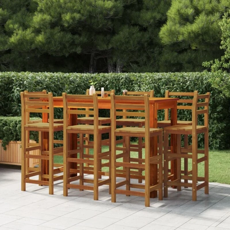 Image of VIDAXL 9 Piece Garden Bar Set Solid Wood Acacia Vidaxl 8720287143253