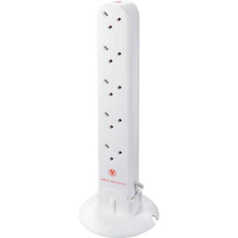 Image of Masterplug 10 Socket 1m 13A Tower Extension Lead - White SRGTOW10110-MP