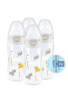 First Choice + Temperature Control 300ml Bottles with Silicone Teats, 4 Pack