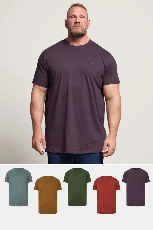 Image of BadRhino BadRhino Men 5 Pack Extra Long T-Shirts in Brown Size: X-Large Brown 1XL Male 5063589421418